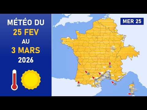 Météo du Mercredi 25 Février au Mardi 3 Mars 2026